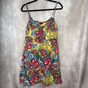 Vintage Y2K XOXO Tattoo Babydoll Camisole Mini Dress Womens Size‎ XL Multicolor